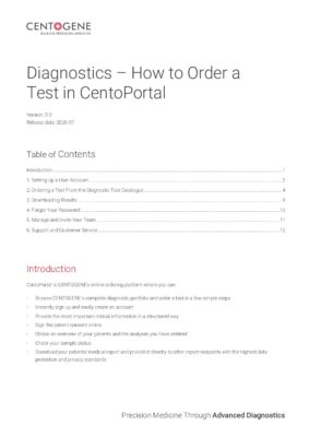 Diagnostics – How to Order a Test on CentoPortal