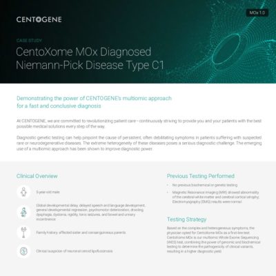 CentoXome MOx Diagnosed Niemann-Pick Disease Type C1